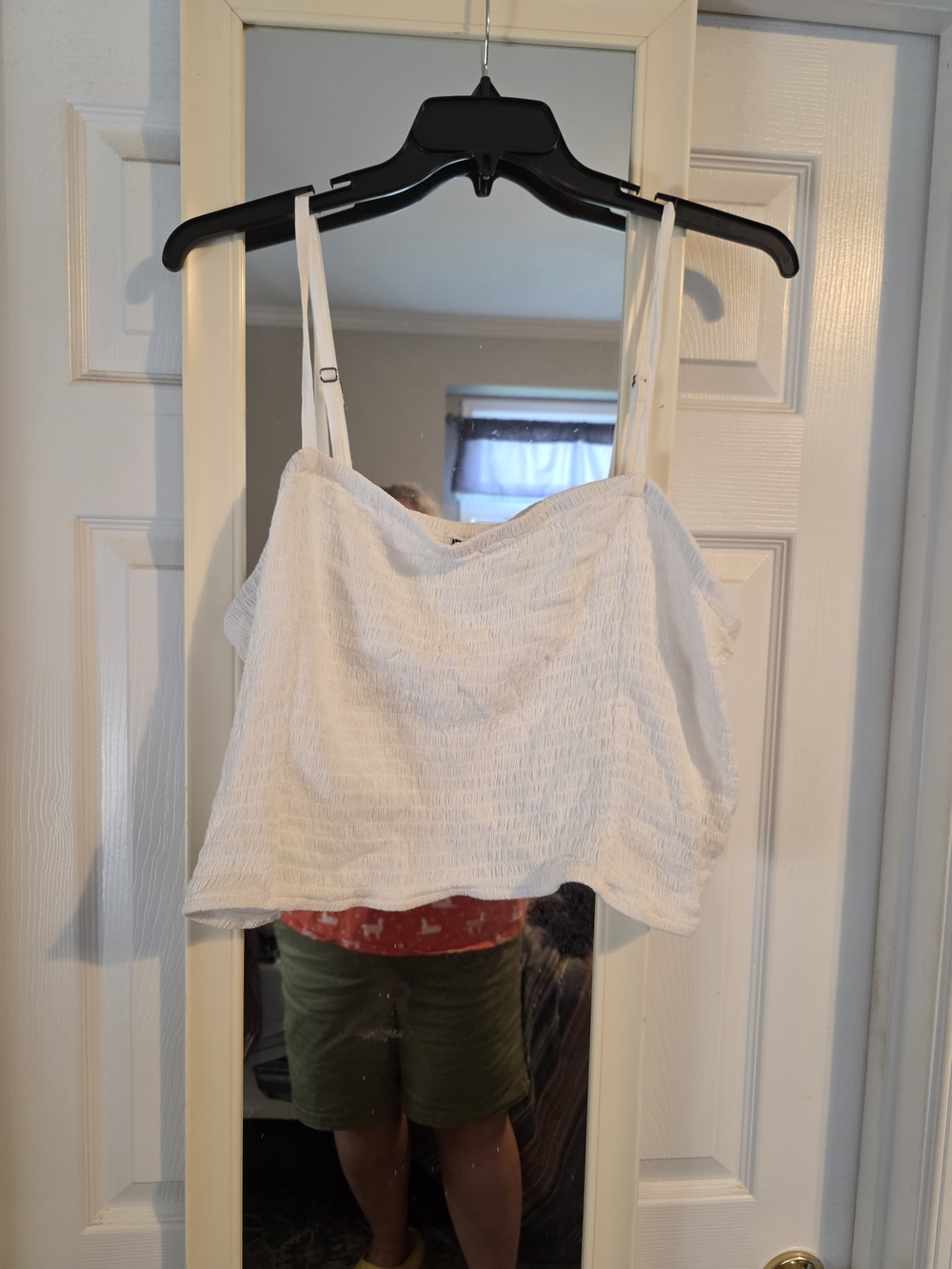 Matching Set! White Textured Adjustable-Strap Cami Crop Top With Matching Skirt